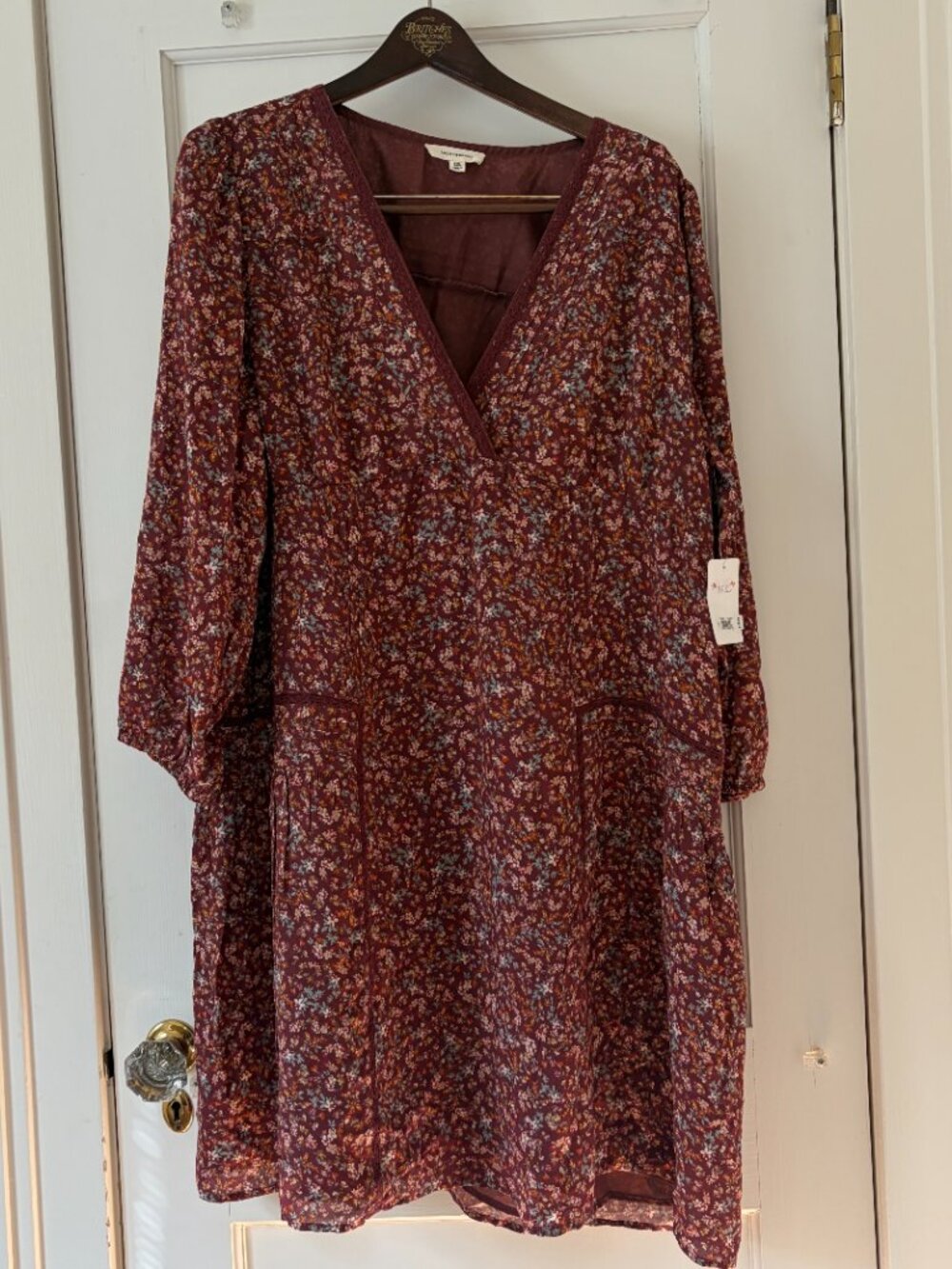 Lucky Brand 3/4 Sleeve V-Neck Mini Dress Size XXL NWT lace detail Floral - Picture 2 of 14